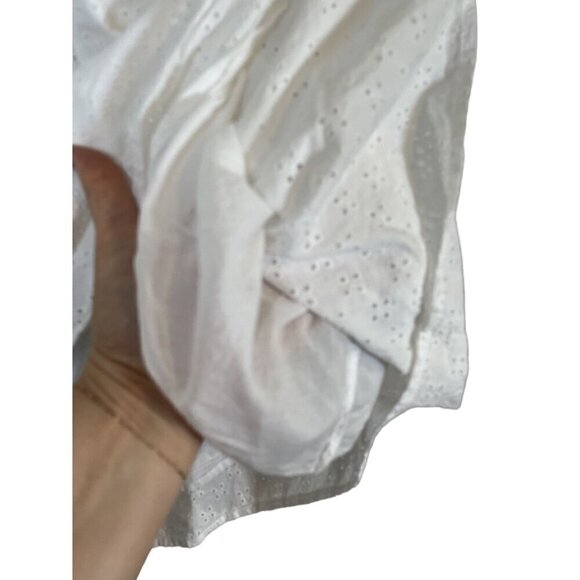 Lane Bryant Milkmaid Top 3X White Off Shoulder Smock Eyelet Neutral Coquette 80s - Picture 7 of 14